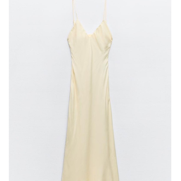 Pastel Yellow Satin Slip Dress - Picture 4 of 7